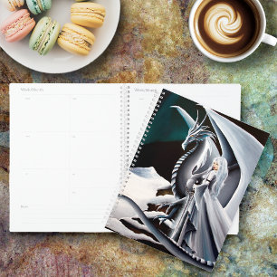 Agenda Mulher Dragão Branco Fantasia Auroras Boreais