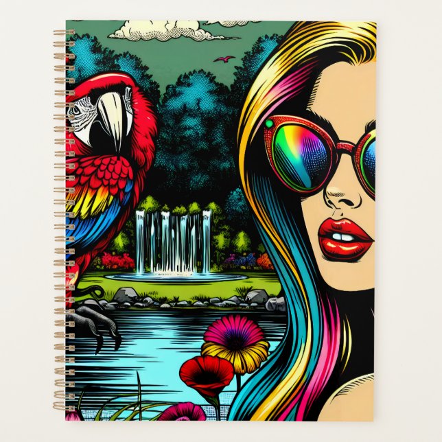 Agenda Mulher e papagaio no Parque Pop Art (Frente)