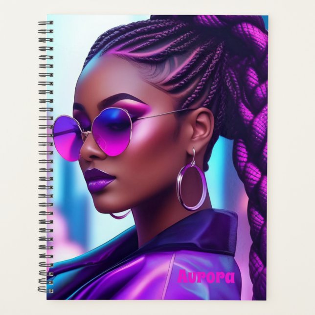 Agenda Mulher Futurística Melanina com Braids (Frente)