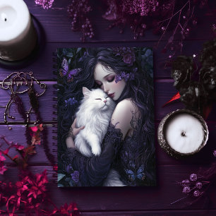 Agenda Mulher Gótica com Gato Branco
