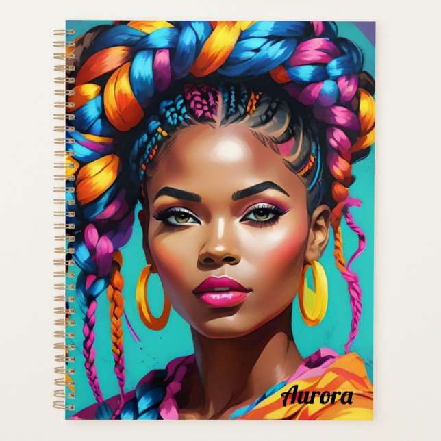 Agenda Mulher Melanina Vibrante - Pop de Arte Inspirada (Frente)