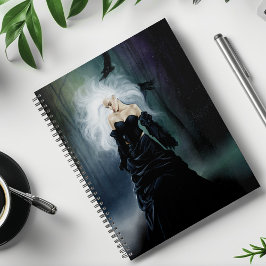 Agenda Mulher Misteriosa Gótica Preta Elegante Corvos Név