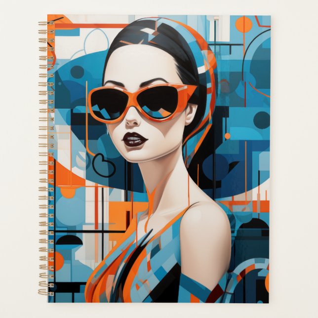 Agenda Mulher moderna Chic, elegância geométrica (Frente)