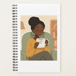 Agenda Mulher Negra Bebendo Café