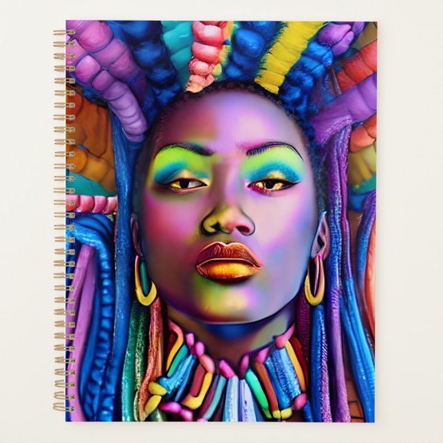 Agenda Mulher negra melanina americana africana rainha (Frente)