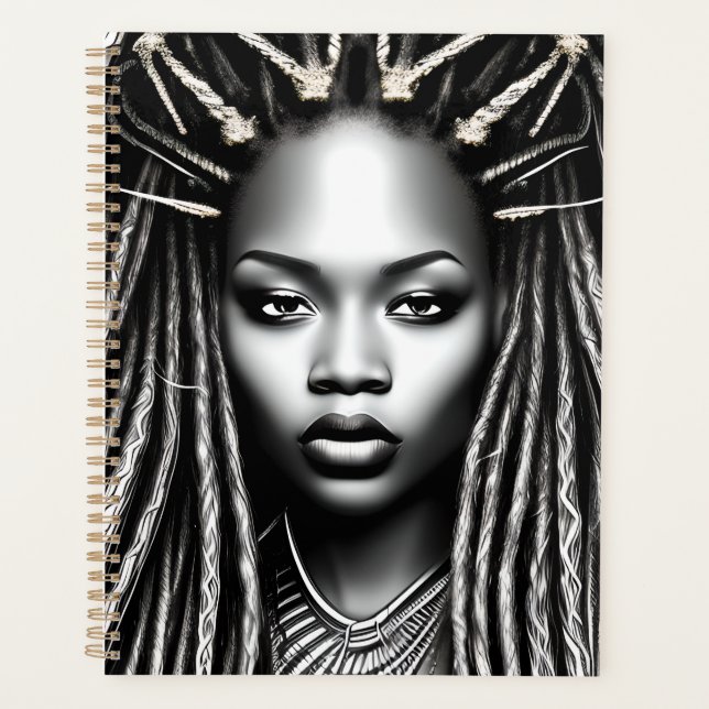 Agenda Mulher negra melanina americana africana rainha (Frente)