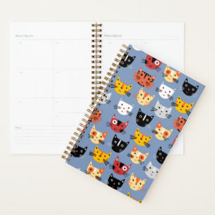 Agenda Múltiplos Gatos de Gatinho Azul Padrão
