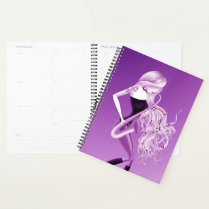Agenda Música Saxofonista Feminina roxo