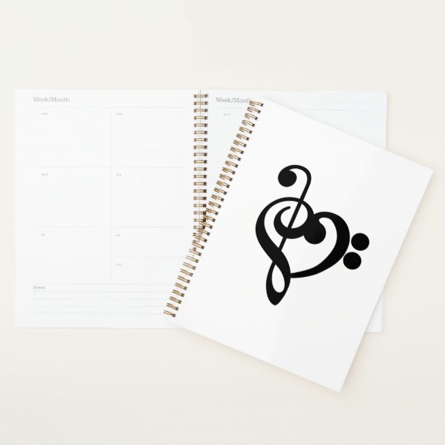 Agenda Musical Music Heart - Treble Bass Clef (Exibição)