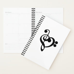 Agenda Musical Music Heart - Treble Bass Clef