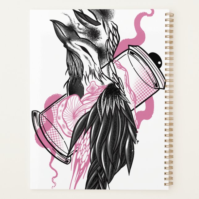 Agenda Mystic Black Raven com Lotus Hands Planner (Verso)