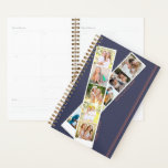 Agenda Na moda 8 Photo Strip Blue Rust Personalizado<br><div class="desc">Planejador personalizado que você pode personalizar com 8 de suas fotos favoritas, seu nome e a qualquer ano. O modelo de foto está configurado para que você adicione suas fotos, que são exibidas em formato quadrado / instagram, em simples faixas de fotos. O design tem uma paleta de cores na...</div>