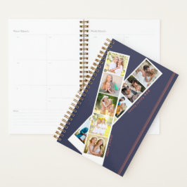 Agenda Na moda 8 Photo Strip Blue Rust Personalizado