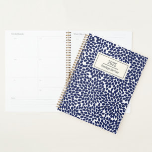 Agenda Na moda Abstrato Floral Padrão Azul Personalizado