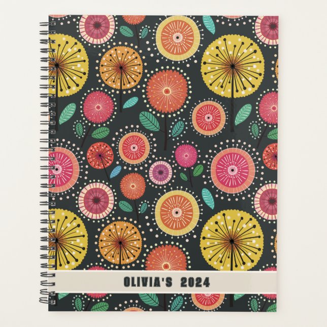 Agenda Na moda Boho Scandinávia Planner Floral (Frente)