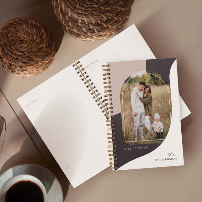 Agenda Na moda de Fotografia da família Mínima de Abstrat (Modern Minimal Abstract Arch family Photo Stylish Planner)