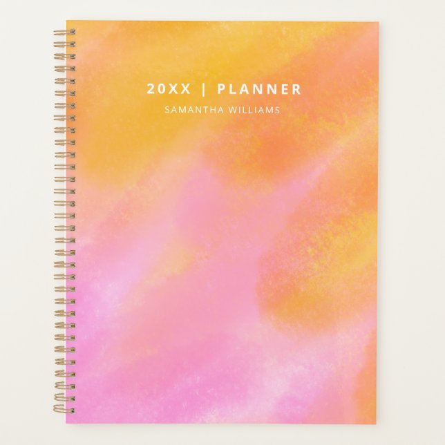 Agenda Na moda Moderno Gradiente Rosa Não Atualizado (Frente)