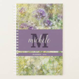 Agenda Na moda Purple Floral Garden Monograma