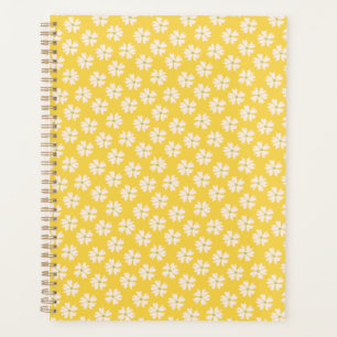 Agenda Na moda White Floral Padrão Brilhante Amarelo