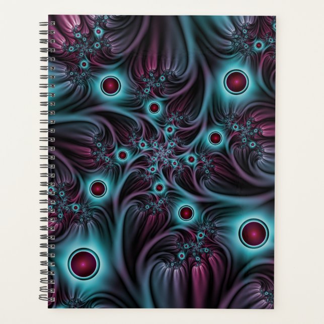 Agenda Na Profundidade da Arte Fractal Abstrato Azul Cor- (Frente)