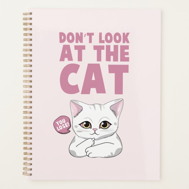 Agenda Não olhe para o gato - Gato Branco Engraçado (Frente)