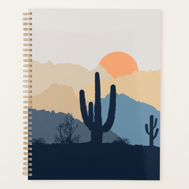 Agenda Nascer do sol do deserto azul e bege (Frente)
