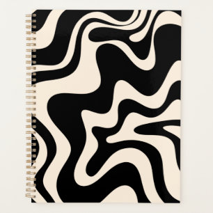 Agenda Nata preta de Abstrato de espiral líquida retrorre