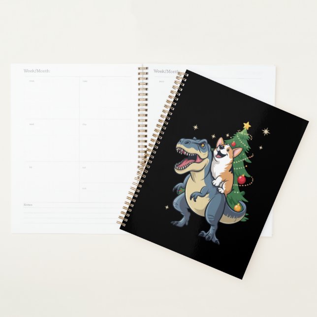 Agenda Natal Corgi Dinossauro Árvore Rex Holiday Xmas (Exibição)