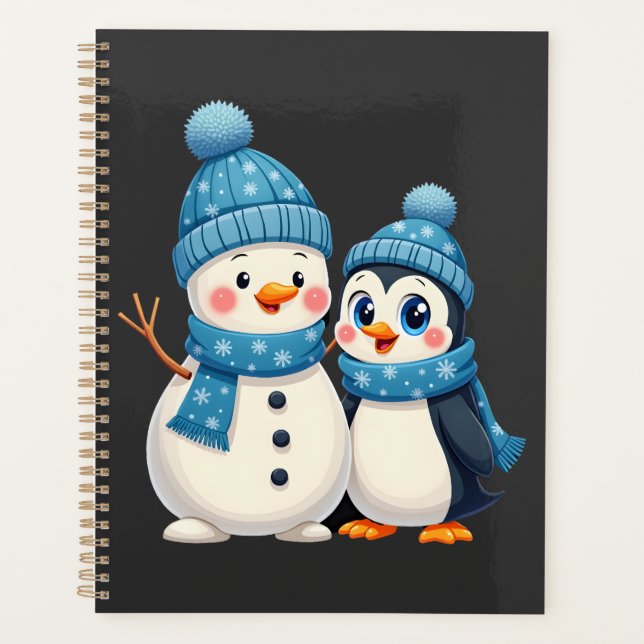 Agenda Natal Feliz Natal Para Presente Pinguim Boneco de  (Frente)
