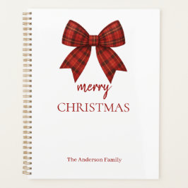 Agenda Natal Personalizado Feliz | Laço Xadrez Vermelho