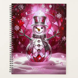 Agenda Natalina Flocos de Neve Homem de Neve Vermelho