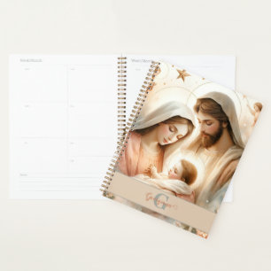 Agenda Natividade Bebê Jesus Cristo Floral Personalizado