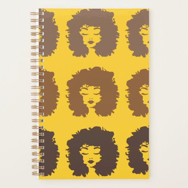 Agenda Natural Curly Hair Yellow Brown Spiral Bound  (Frente)