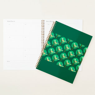 Agenda Natureza de padrão verde de pássaro e árvore inspi