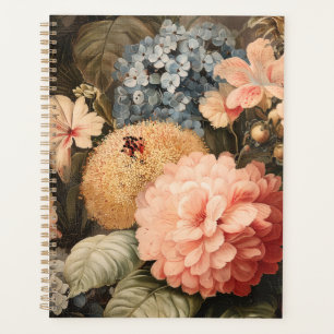 Agenda Natureza-Morta Floral Vintage com Florada Vermelha