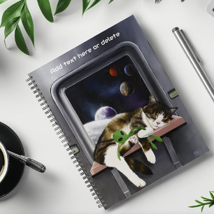 Agenda Nave Espacial Gato Tabby Verde Alien Stuffie Ficçã