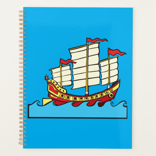 Agenda Navio Tradicional Vermelho da China de Estilo Junc (Frente)