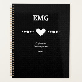Agenda Negócio branco preto monograma personalizado