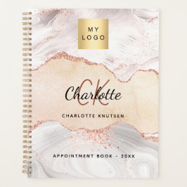 Agenda negócio do logotipo do monograma do rosa de agate 