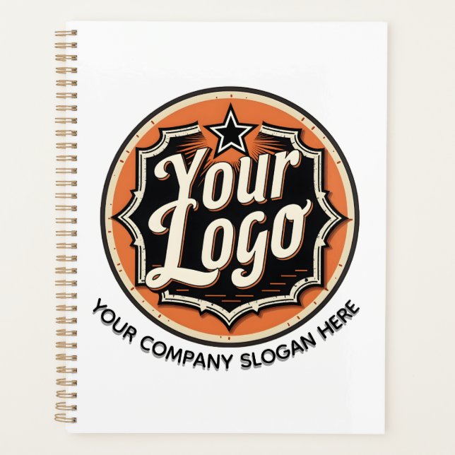 Agenda Negócio Simples de Logotipo e Texto Personalizado (Frente)