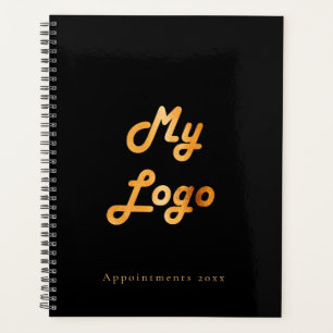 Agenda Negócios de logotipo personalizado ouro preto