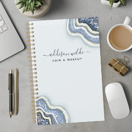 Agenda Negócios de Luxo de Geodo de Glitter Azul