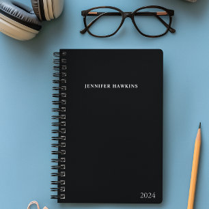 Agenda Negócios de pessoal preto e branco, simples e mode
