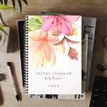 Agenda Negócios elegantes do Pastel floral de aquarela<br><div class="desc">Cor de fundo rosa, amarela, cor de laranja empoeirada e verde belas flores pintadas à mão buquê sobre um fazer de fundo aquoso lavado com luz clara, um moderno planejador feminino sofisticado com um mínimo de estilo de escrita tipográfica. Fácil de personalizar com seus detalhes! Ideal para designers de paisagens,...</div>