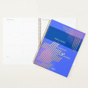 Agenda Negócios elegantes em azul e ouro