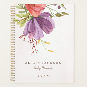 Agenda Negócios femininos florais roxos florais modernos