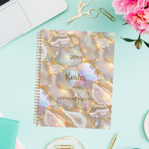Agenda neige gold agate holographic name 2026