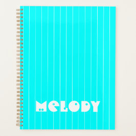 Agenda Neon Cyan White Thin Vertical Strike Name