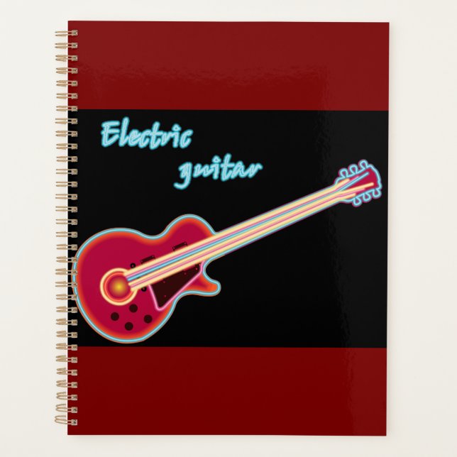 Agenda Neon Electric Guitar Retro 80s Rock Music (Frente)