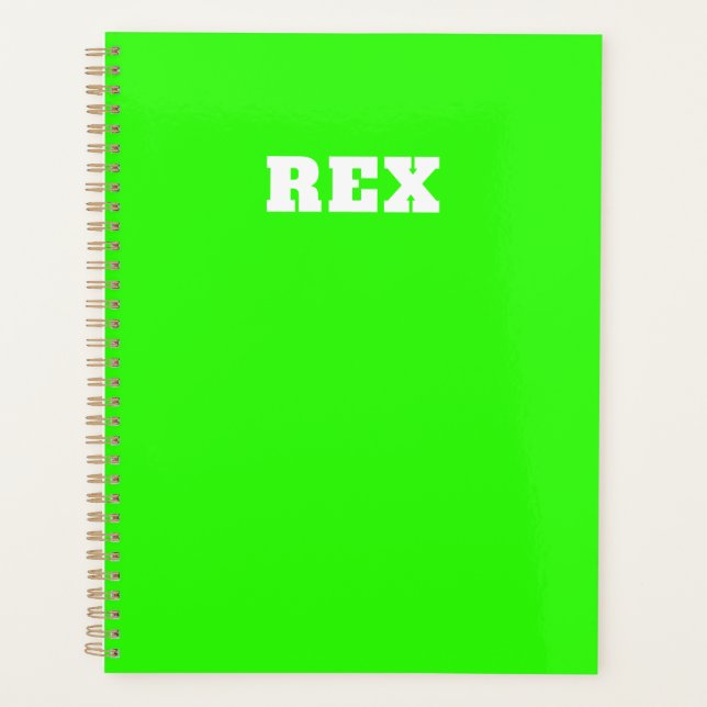 Agenda Neon Green e White Modern Name Pet (Frente)